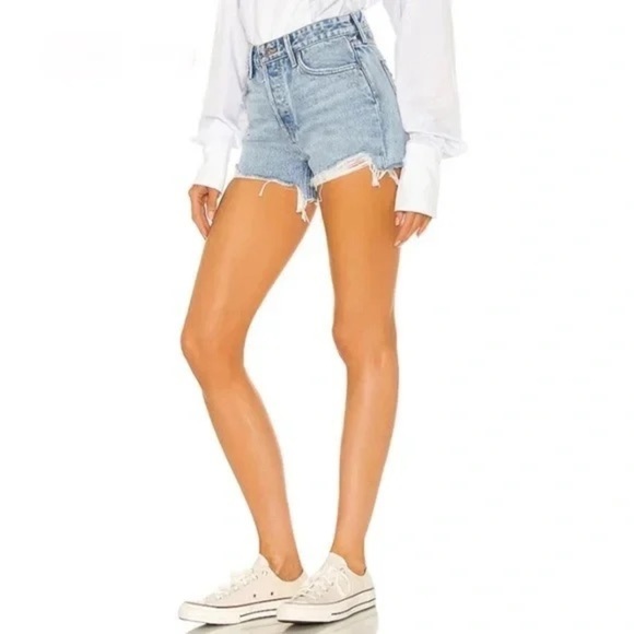 REVOLVE GRLFND Helena High Rise Cut Off Jean Short in Newport  NWT size … - Picture 2 of 4